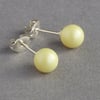 6mm Lemon Stud Earrings - Round Pale Yellow Studs - Small Coloured Pearl Studs