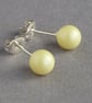 6mm Lemon Stud Earrings - Round Pale Yellow Studs - Small Coloured Pearl Studs - Image 1