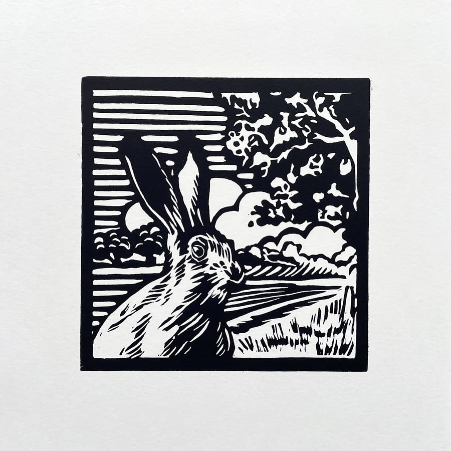 March Hare - linocut print