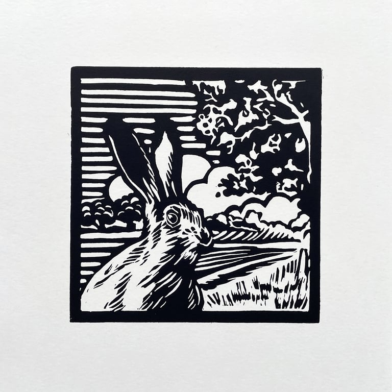 March Hare - linocut print