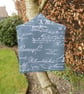 Peg bag in dark grey vintage script fabric with floral lining for clothes pins - Image 2