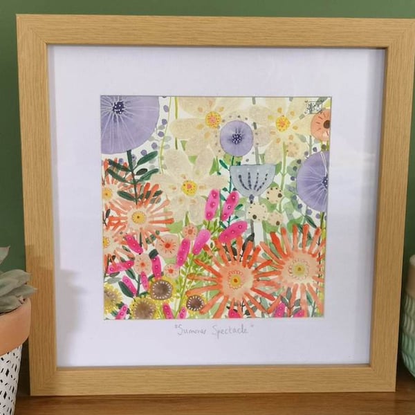 Framed ORIGINAL Watercolour Painting. SUMMER SPECTACLE. Florals by Nina Martell 