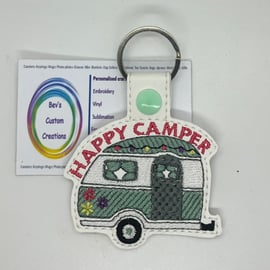 Embroidered Caravan Keyring