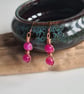 Handmade Pink Banded Agate & Copper Dangle Drop Earrings Gift Boxed  - Image 3