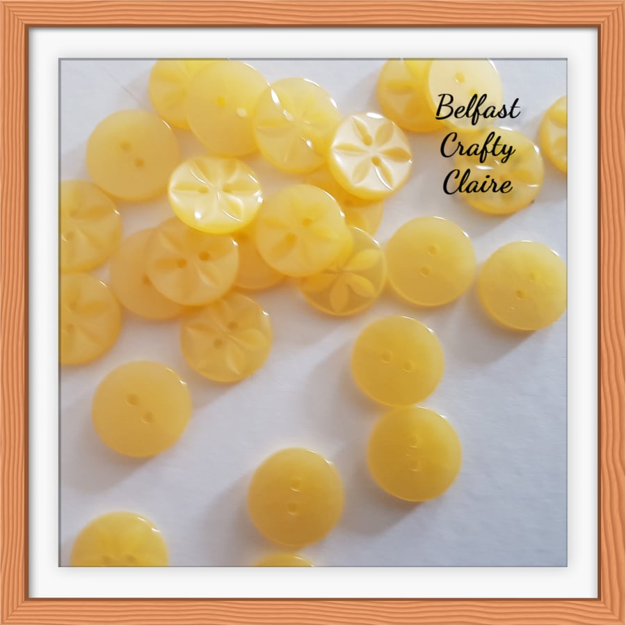 Star Style - Resin Buttons - LEMON YELLOW - 3 Sizes Available