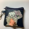 Attractive Shi tzu   Embroidered Navy  faux leather dog poo bag ,dog walking,