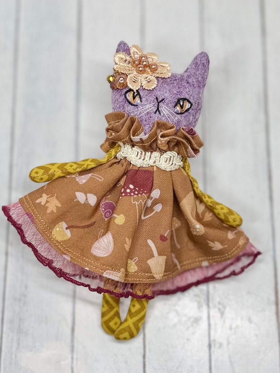 Pretty Floral Kitty Purple