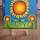 Happy! Original acrylic painting on a mini canvas