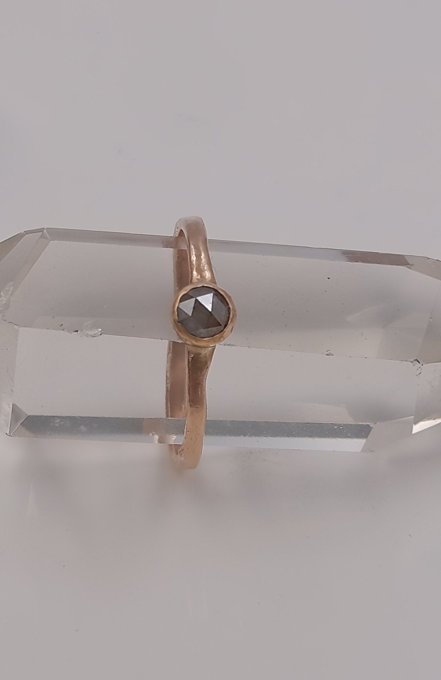 Rose Gold Whisper Ring with Grey Diamond Cabochon