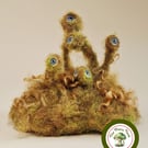 Needle Felted Moss Monster No.2. Handcrafted Forest Guardian, Fantasy Sculpture.