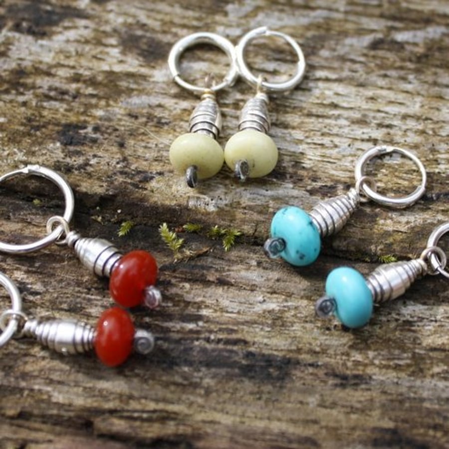 Tribe - silver and carnelian earrings