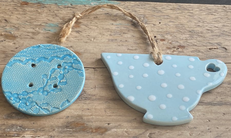 Sale Beautiful Bundle Handmade Ceramic Hanging and Brooch