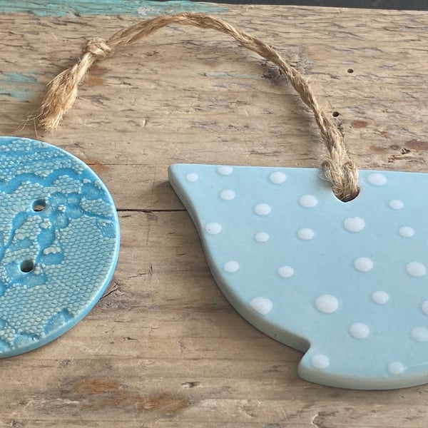 Sale Beautiful Bundle Handmade Ceramic Hanging and Brooch