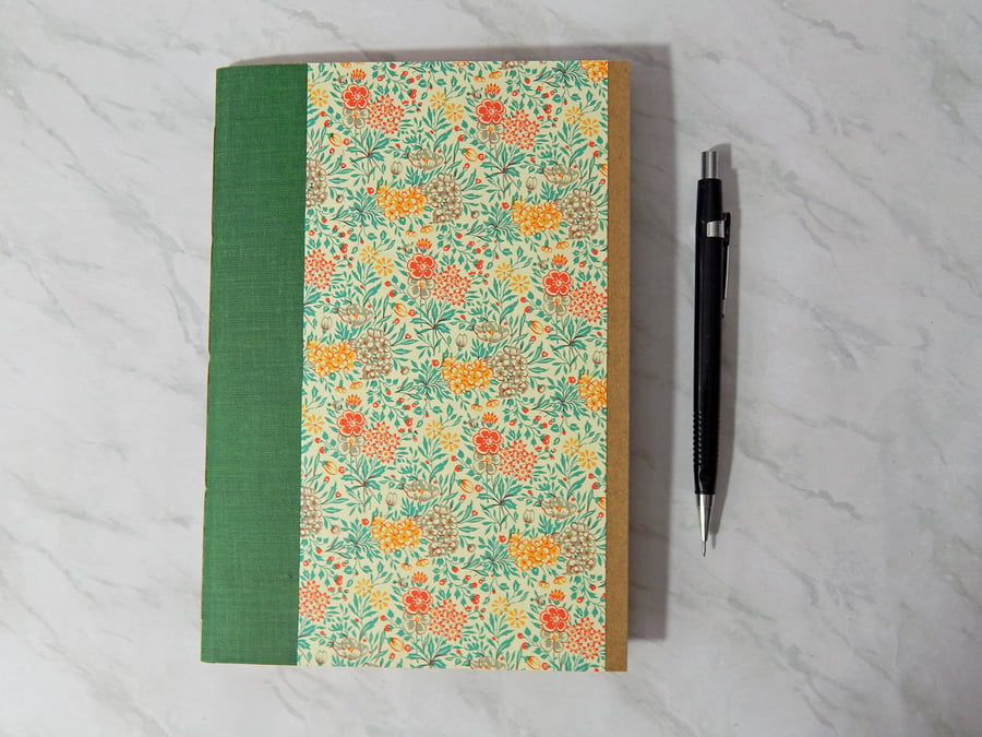 Floral A5 Notebook Lined cream pages. Florentine Meadow. Replacement Notebook 