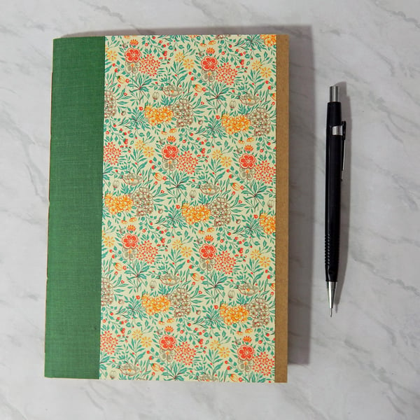 Floral A5 Notebook Lined cream pages. Florentine Meadow. Replacement Notebook 