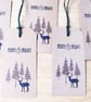 5 Large Christmas Tags, Stag Tags, Rustic Deer, Winter Scene Christmas Wrapping - Image 3