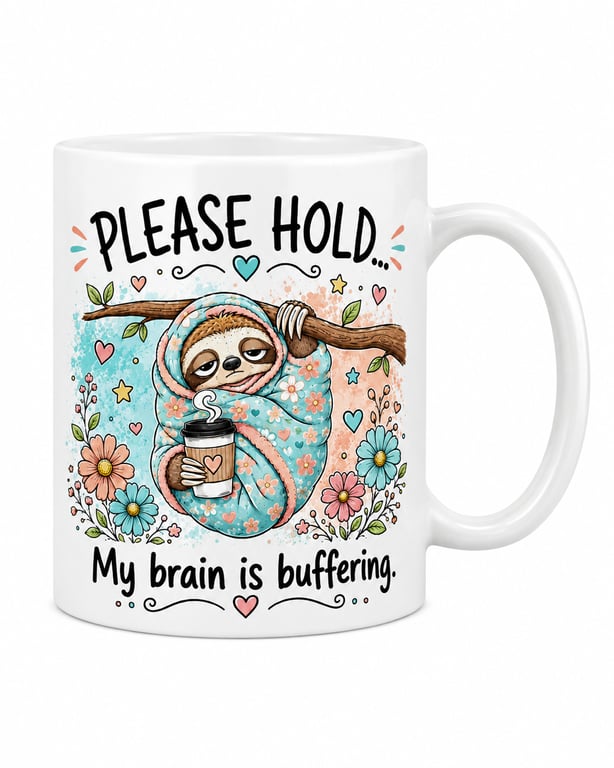 Please Hold… My Brain Is Buffering – Funny Sloth 11oz Mug