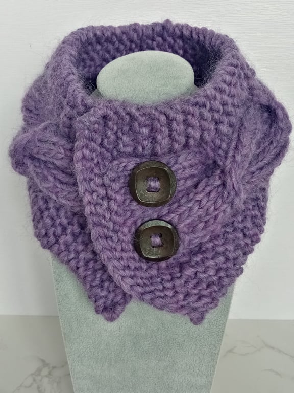 Cable Knit Neck Warmer 100% pure wool, Purple Scarf, Scarf 