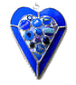 Heart Suncatcher Stained Glass Blue  Abstract 025 Nugget Handmade Gift - Image 1