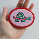 Tiny Tortoise Embroidery Hoop Art 