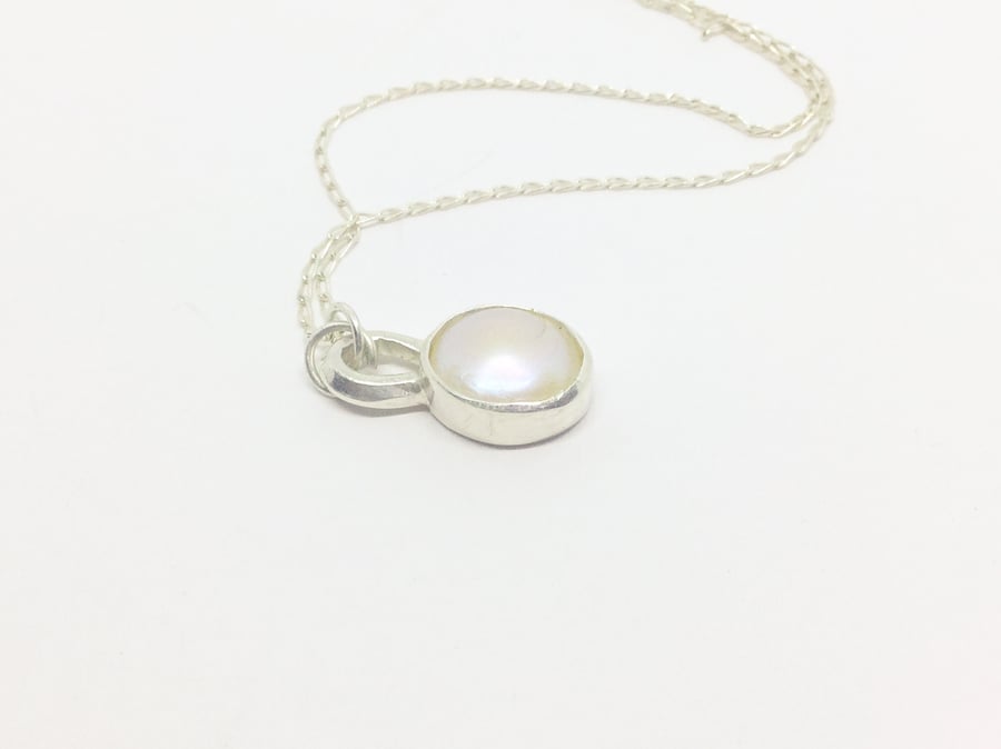 Pearl and Sterling Silver Pendant Necklace