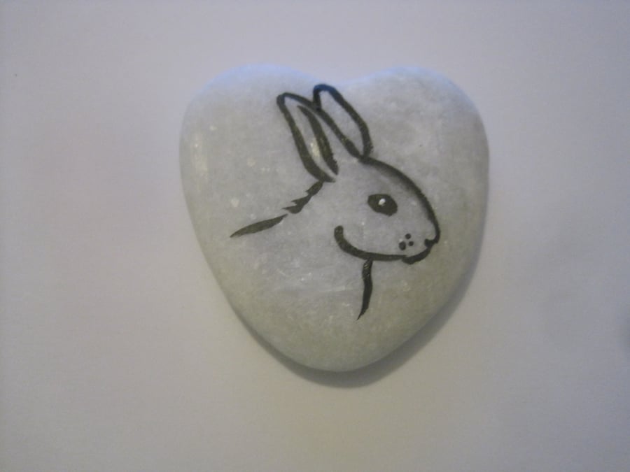 Rabbit Heart Pebble Hand Painted Valentine's Day Gift
