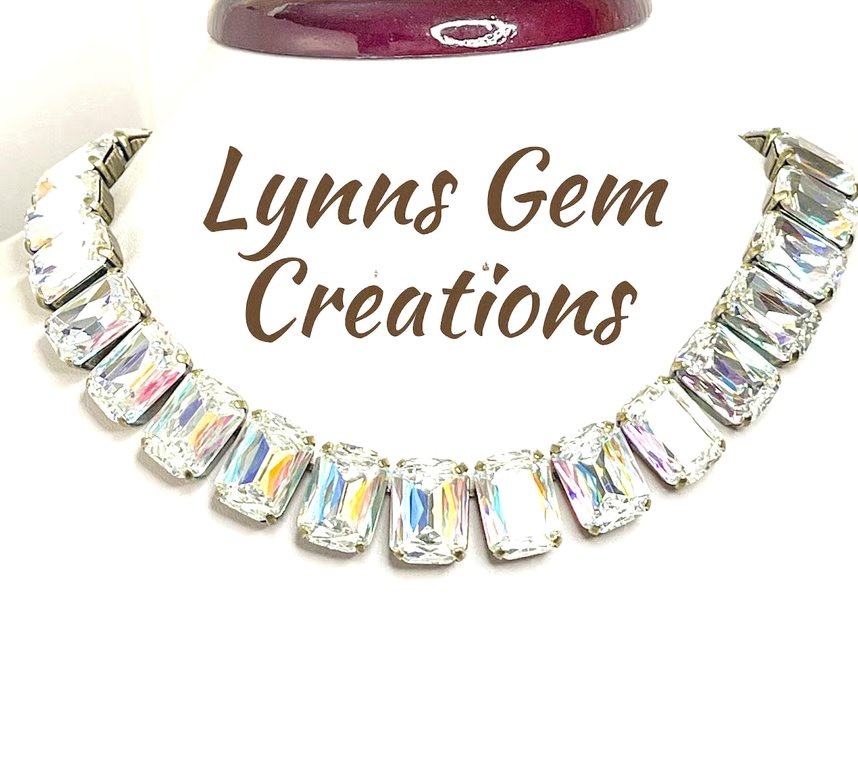 Clear AB Crystal Statement Necklace, Georgian Collet, Anna Wintour Style