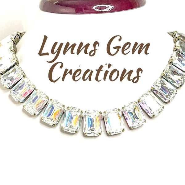 Clear AB Crystal Statement Necklace, Georgian Collet, Anna Wintour Style