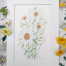 Daisy hand-painted original watercolour painting (not a print)