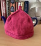 TEA COSY IN PINK ARAN YARN FITS STANDARD MEDIUM SIZE 3-4 CUP TEA POT
