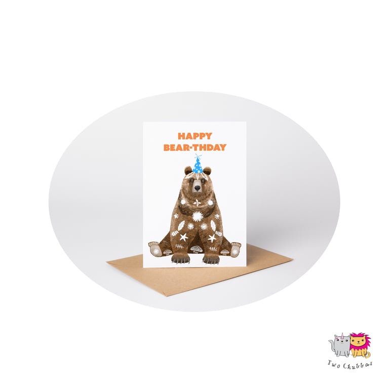 Bear Birthday Card, A6 Birthday Card, Cute Animal Birthday Card