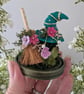 Magic Witches Hat and Broom (Turquoise) OOAK Handmade - Image 1