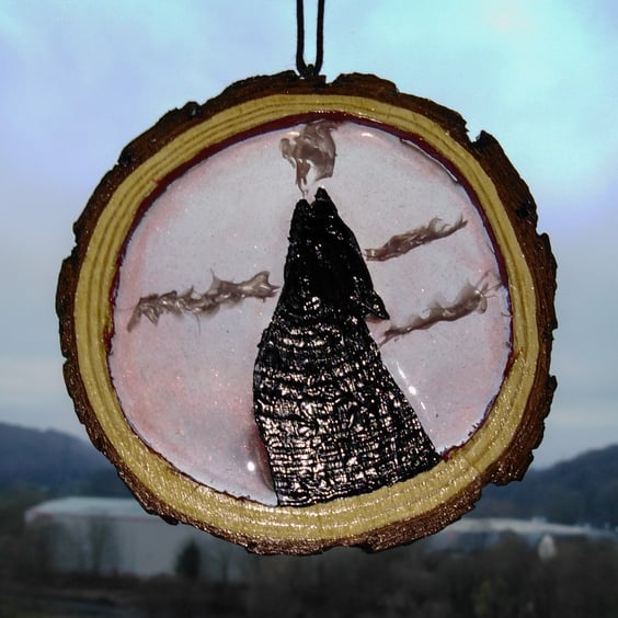 Blue Wolf Wooden Slice