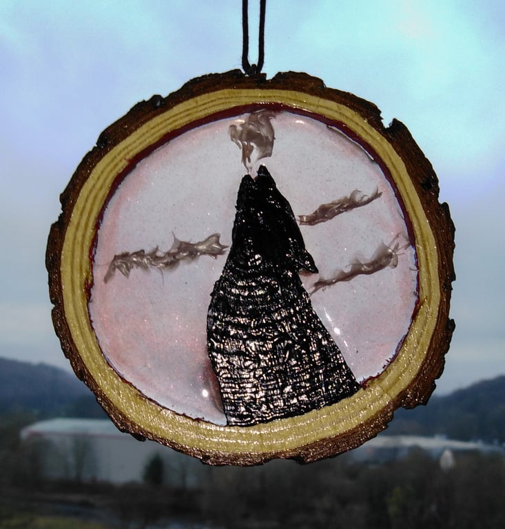 Blue Wolf Wooden Slice