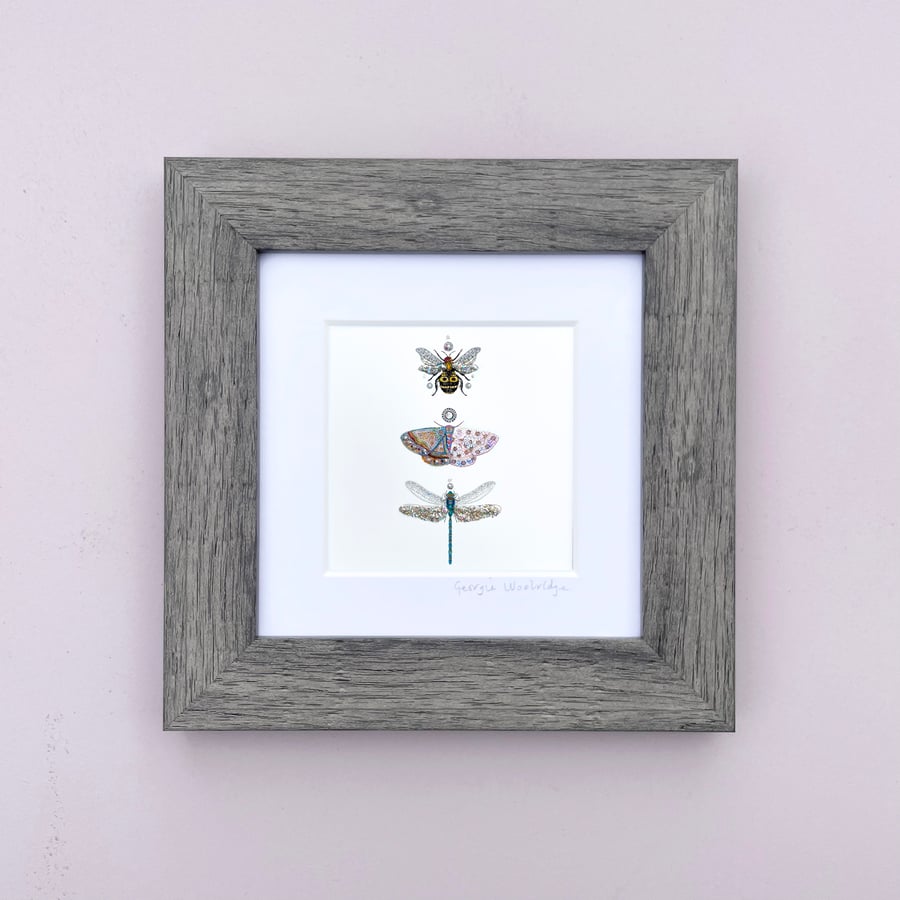 'Insect Jewels' 5" x 5" Framed Print