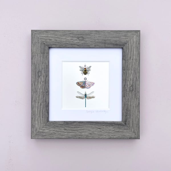 'Insect Jewels' 5" x 5" Framed Print