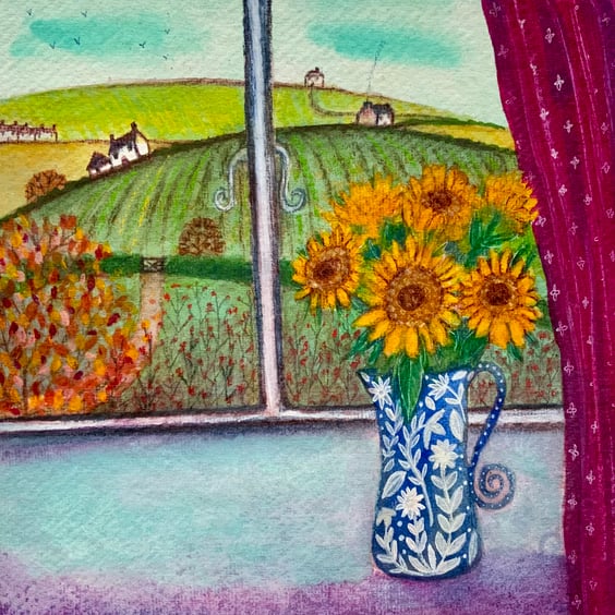 Autumn Fields, original watercolour painting