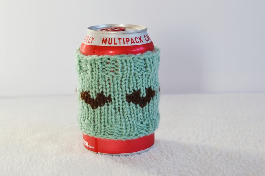 Teal and Brown Love Heart  Cosy Can Warmer  Holder  