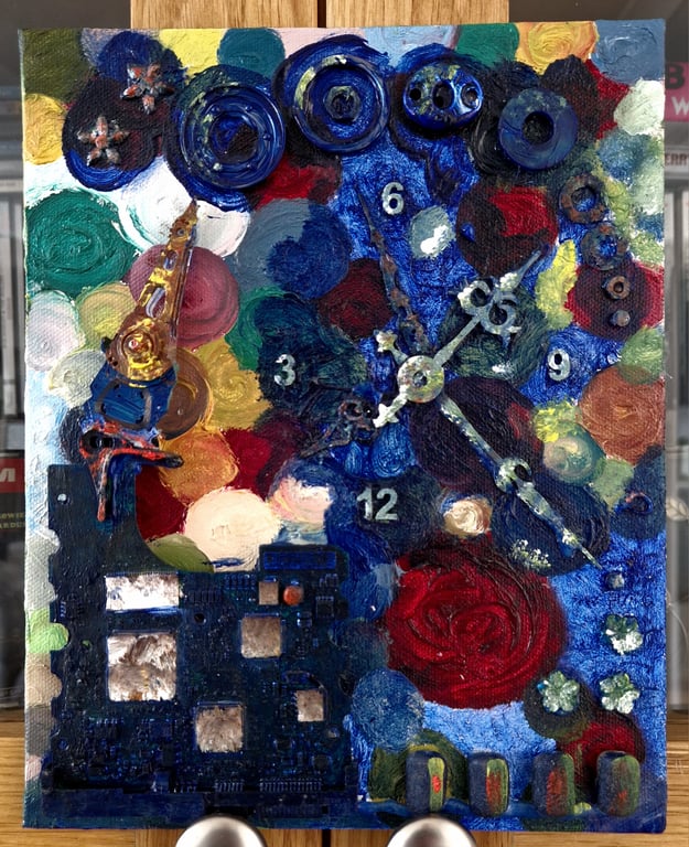 Obscured by Time, Original 3D Mixed Media on Canvas Board 10 x 8inch.