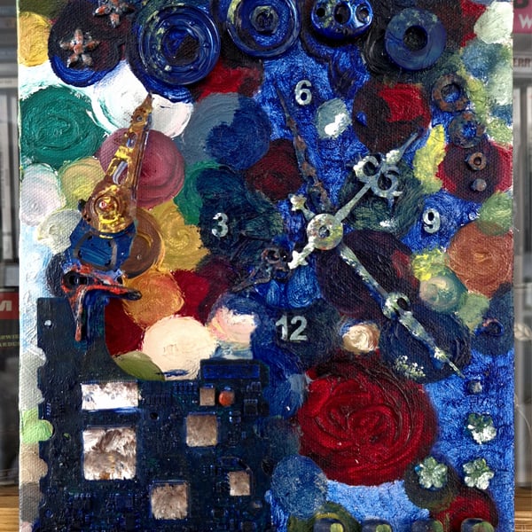 Obscured by Time, Original 3D Mixed Media on Canvas Board 10 x 8inch.