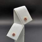 18Ct Gold Stud Halo Earrings with 3mm Pink Cubic Zirconia