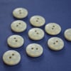 15mm Wooden Spotty Buttons Baby Blue With White Dots 10pk Spot Dot (SSP9)