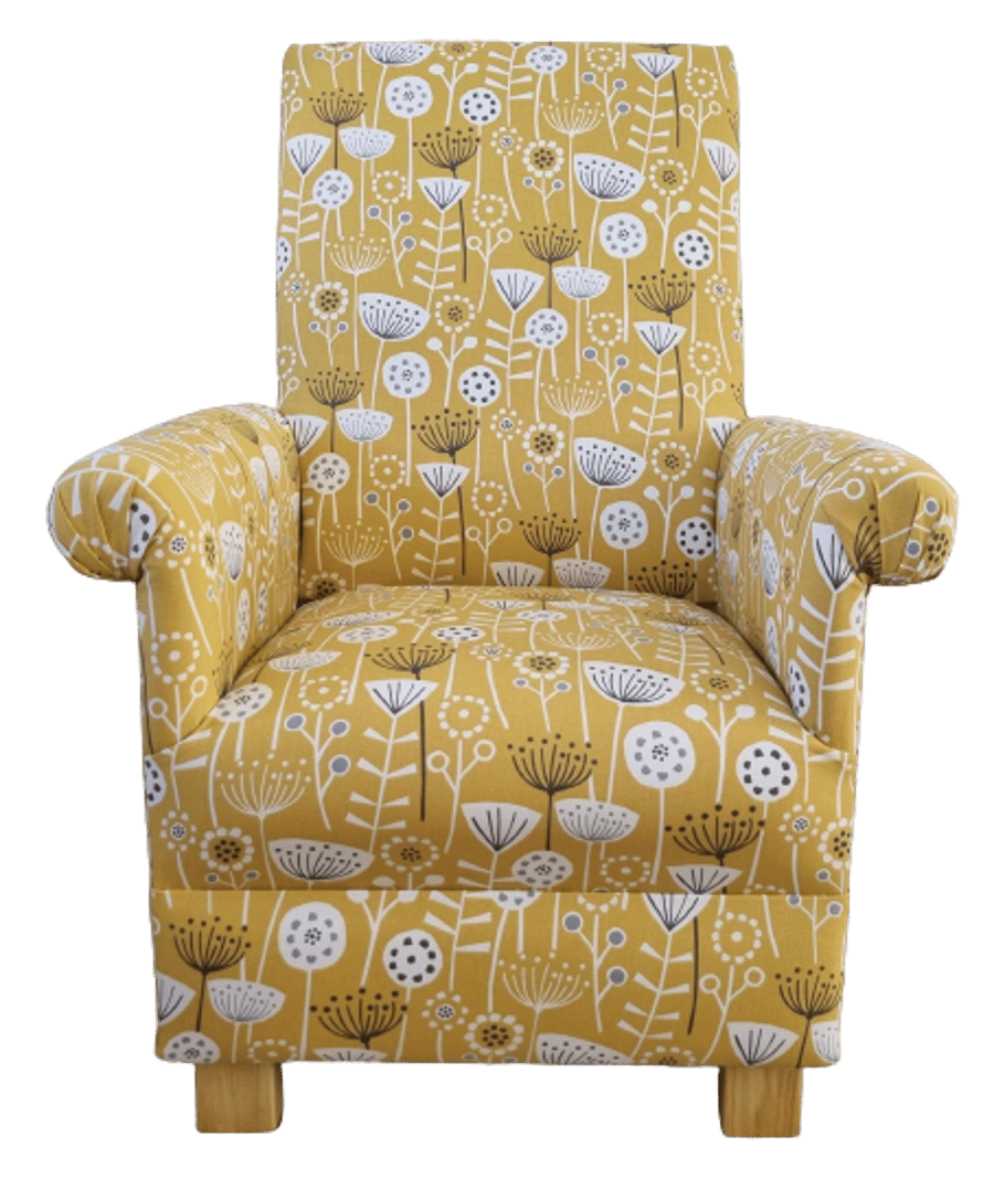 Fryetts Bergen Fabric Adult Chair Mustard Armchair Ochre Yellow Bedroom Accent