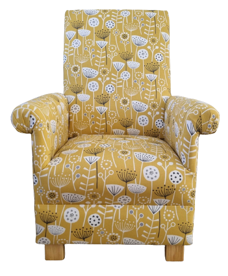 Fryetts Bergen Fabric Adult Chair Mustard Armchair Ochre Yellow Bedroom Accent
