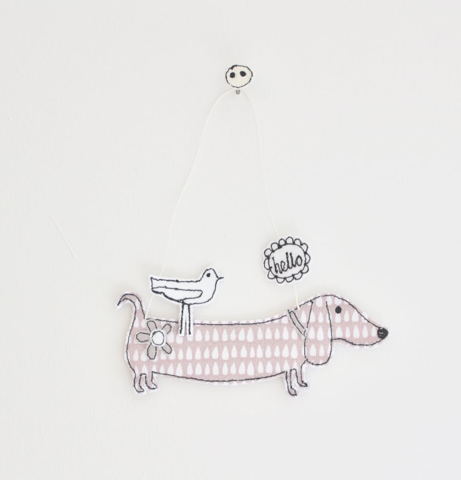 'Hello from Mr Sausage Dog' - Hanging Decoration