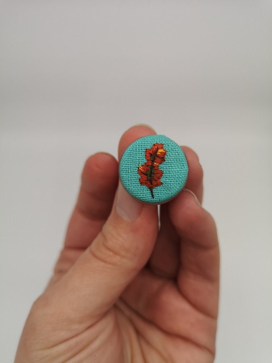 Hand Embroidered Autumn Leaf Pin