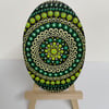 Hand painted shades of green mandala decorative piece