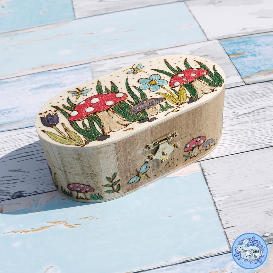 Toadstool Pyrographed Box