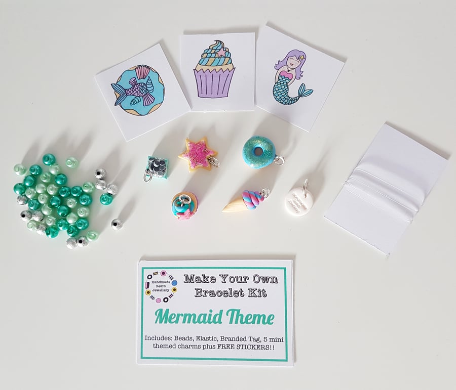 Make your own retro food themed bracelet kit MERMAID THEME!