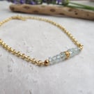 Natural Aquamarine Gemstone Gold Vermeil Bracelet